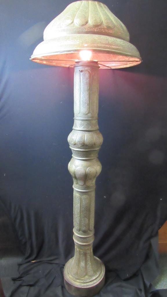 Middle Eastern Bronze Tall Lamp (1 of 4)