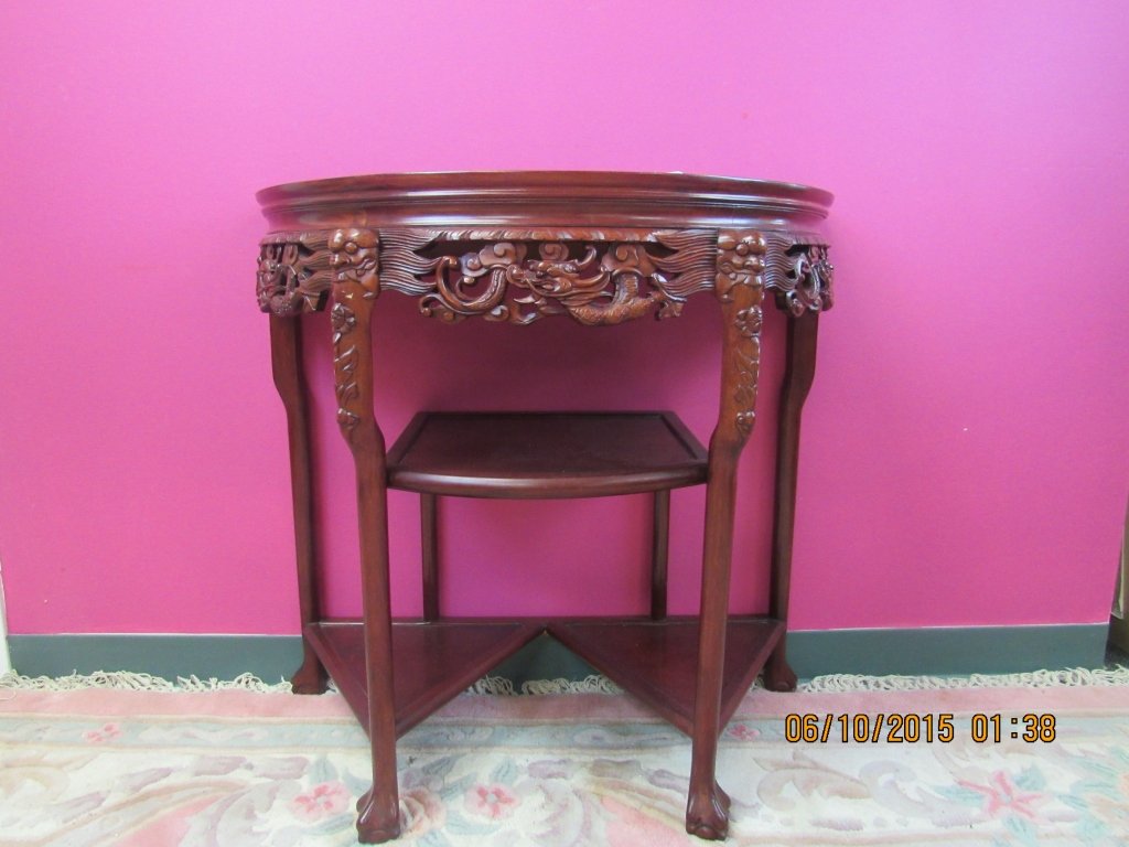 Chinese Rosewood Half Round Table (1 of 4)