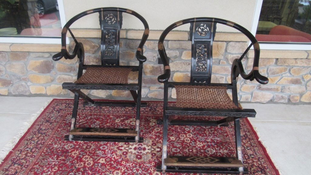 Pair of Chinese Folding Chairs (1 of 6)