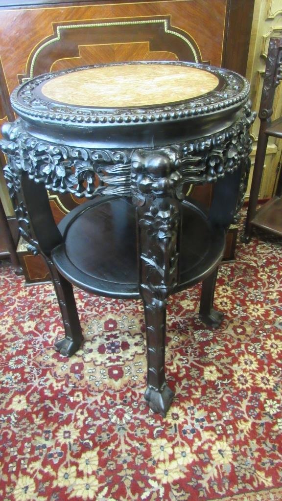 19th Century Chinese Rosewood Stand Marble Top (1 of 10)