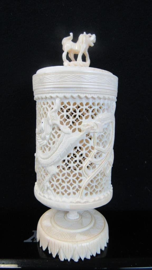 Chinese Whitewood Carved Box (1 of 6)