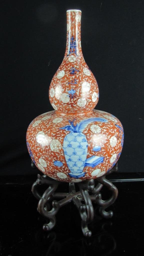 Large Chinese Glazed Gourd Shaped Vase (1 of 8)