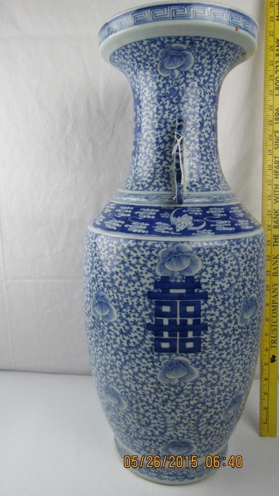 Chinese 19th Century Large Blue and White Vase (1 of 6)
