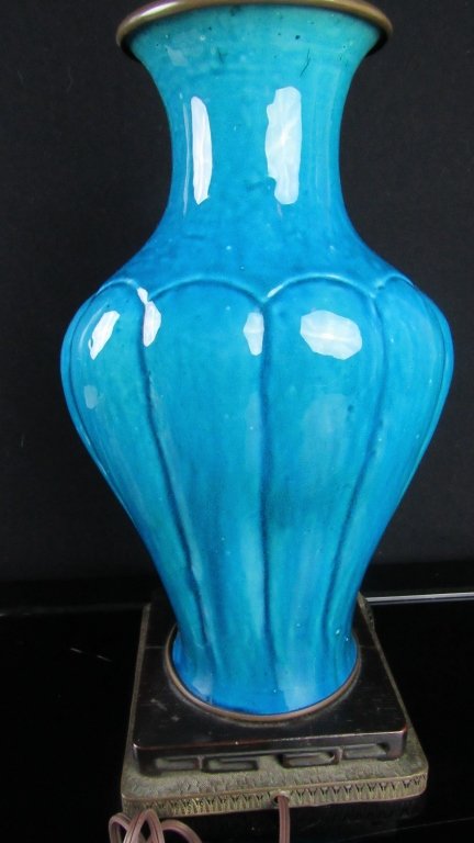 Peacock Blue Lotus Flower Vase (1 of 7)