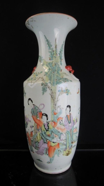 19thCentury Super Beautiful Chinese Porcelain Vase: 19thCentury Super Beautiful Chinese Porcelain Vase Ma Gu song zi tu , zhu shan masterpiece Measures 23" height, 9" length