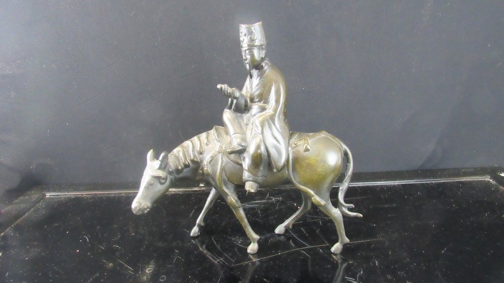 Qing Dynasty Style Bronze Man Reading on Horse (1 of 8)