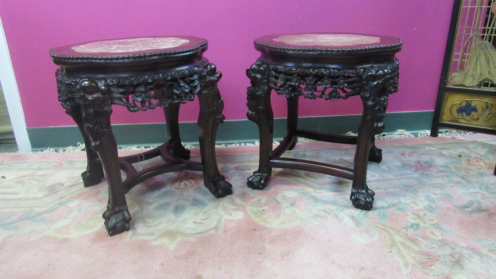 Pair of 19th Century Chinese Carved Rosewood Stand (1 of 6)