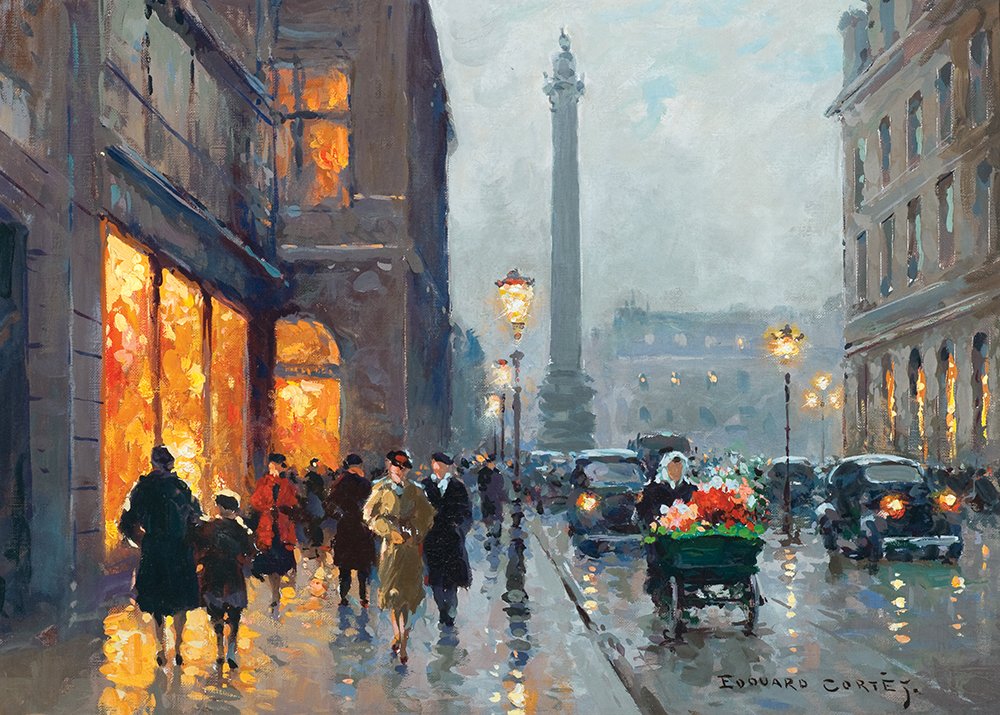 Rue de la Paix-Vendome By Edouard Cortes (1882-1969): Edouard Cortes (1882-1969) Rue de la Paix-Vendome Oil 13 x 18 inches Signed lower right: 'Edouard Cortes' Private Collection, Texas
