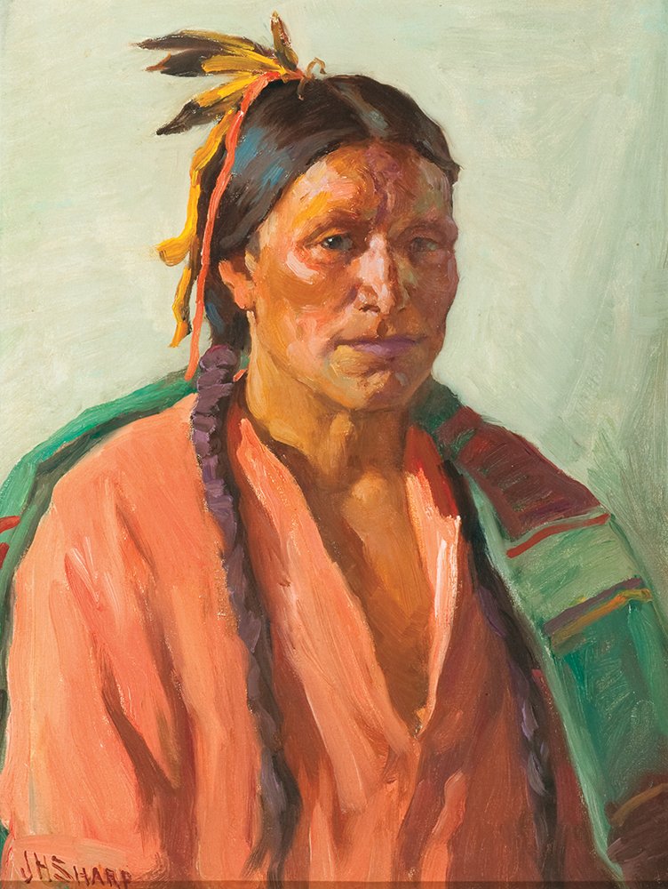 Hunting Son By Joseph Henry Sharp (1859-1953): Joseph Henry Sharp (1859-1953) Hunting Son Oil 16 x 12 inches Signed lower left: 'JH Sharp' Private Collection, Texas