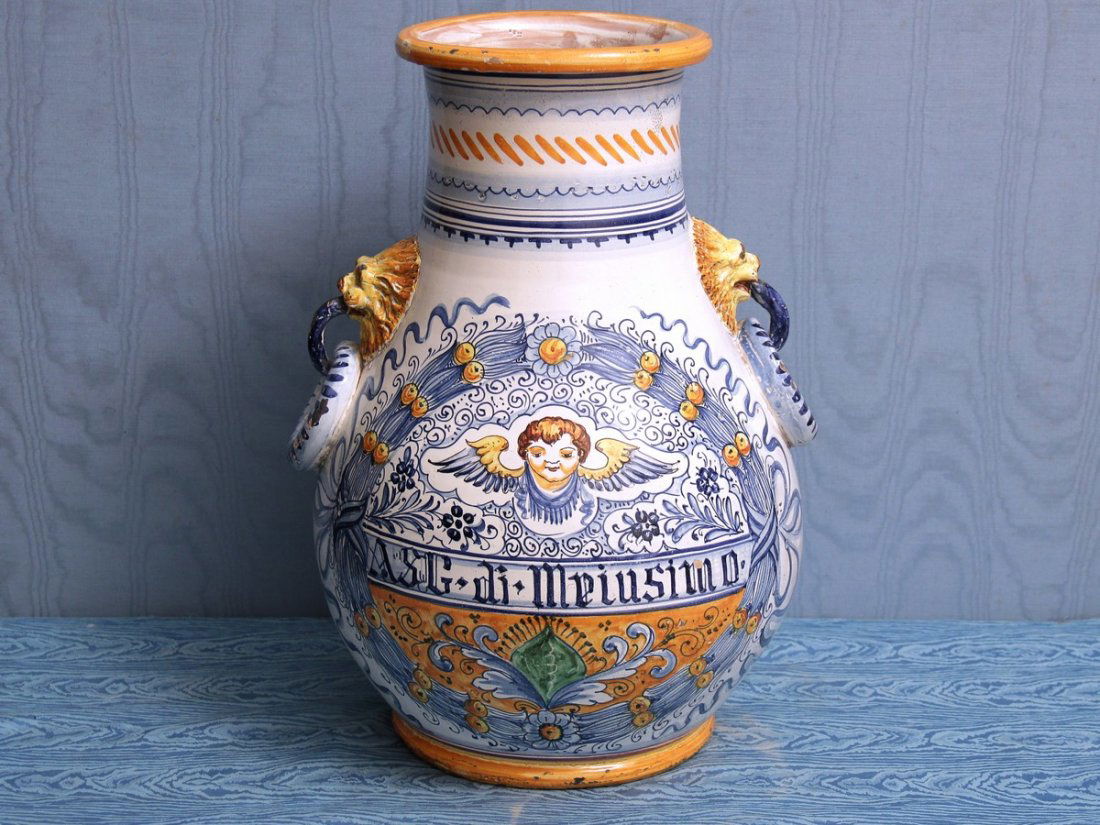 PORTAOMBRELLI: in maiolica vecchia fattura Sicilia h cm 54 x Ø 30