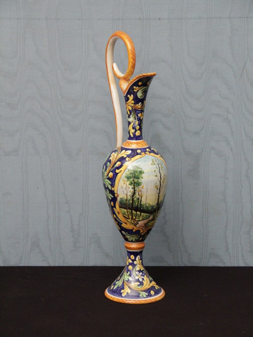 ANFORA: in maiolica decorata ,Caltagirone,h cm 63 x Ø 16