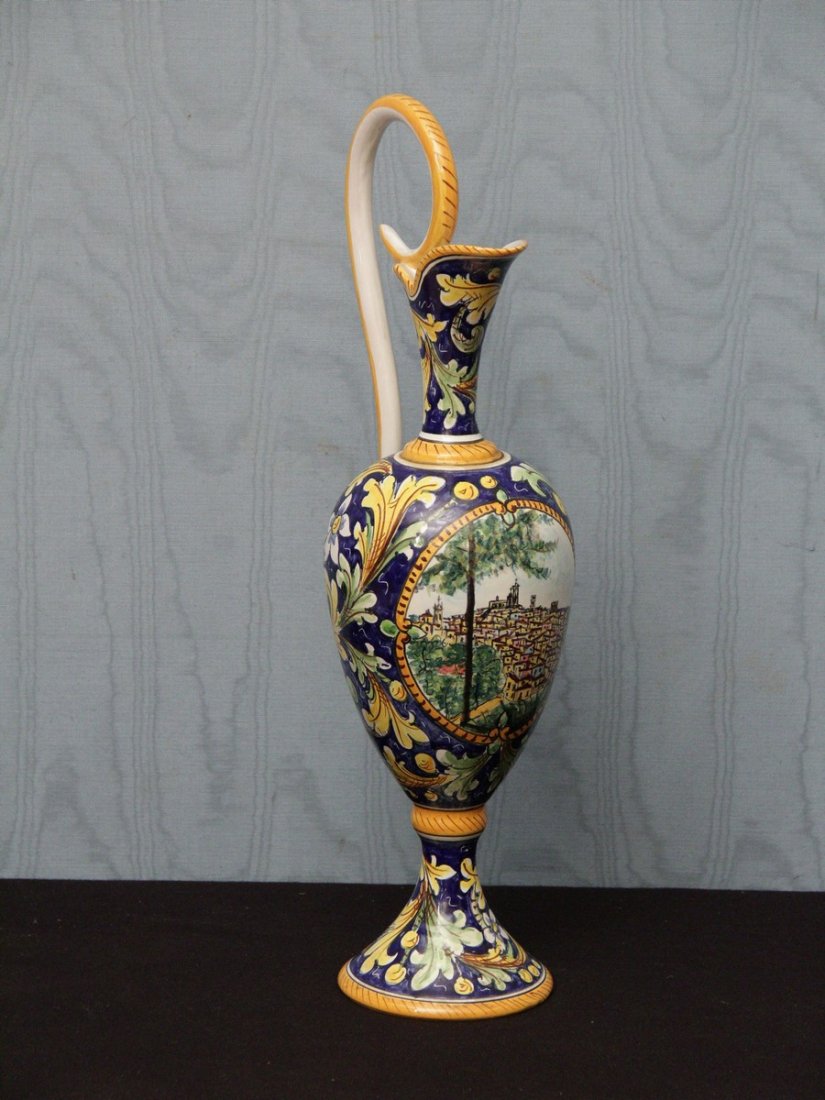 ANFORA: in maiolica decorata ,Caltagirone,h cm 54 x Ø 15