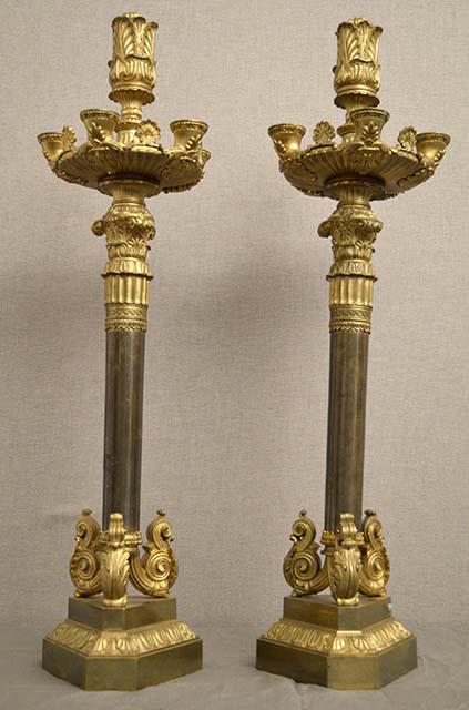 COPPIA CANDELIERI CARLO X IN BRONZO (1 of 3)