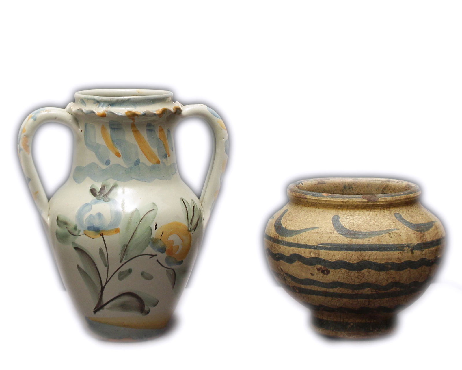 LOTTO DI 2 OGGETTI IN MAIOLICA DECORATA (1 of 1)