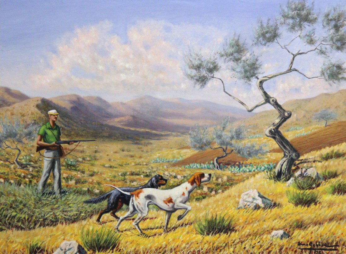 OLIO SU TELA SOGGETTO SCENA DI CACCIA (1 of 4)