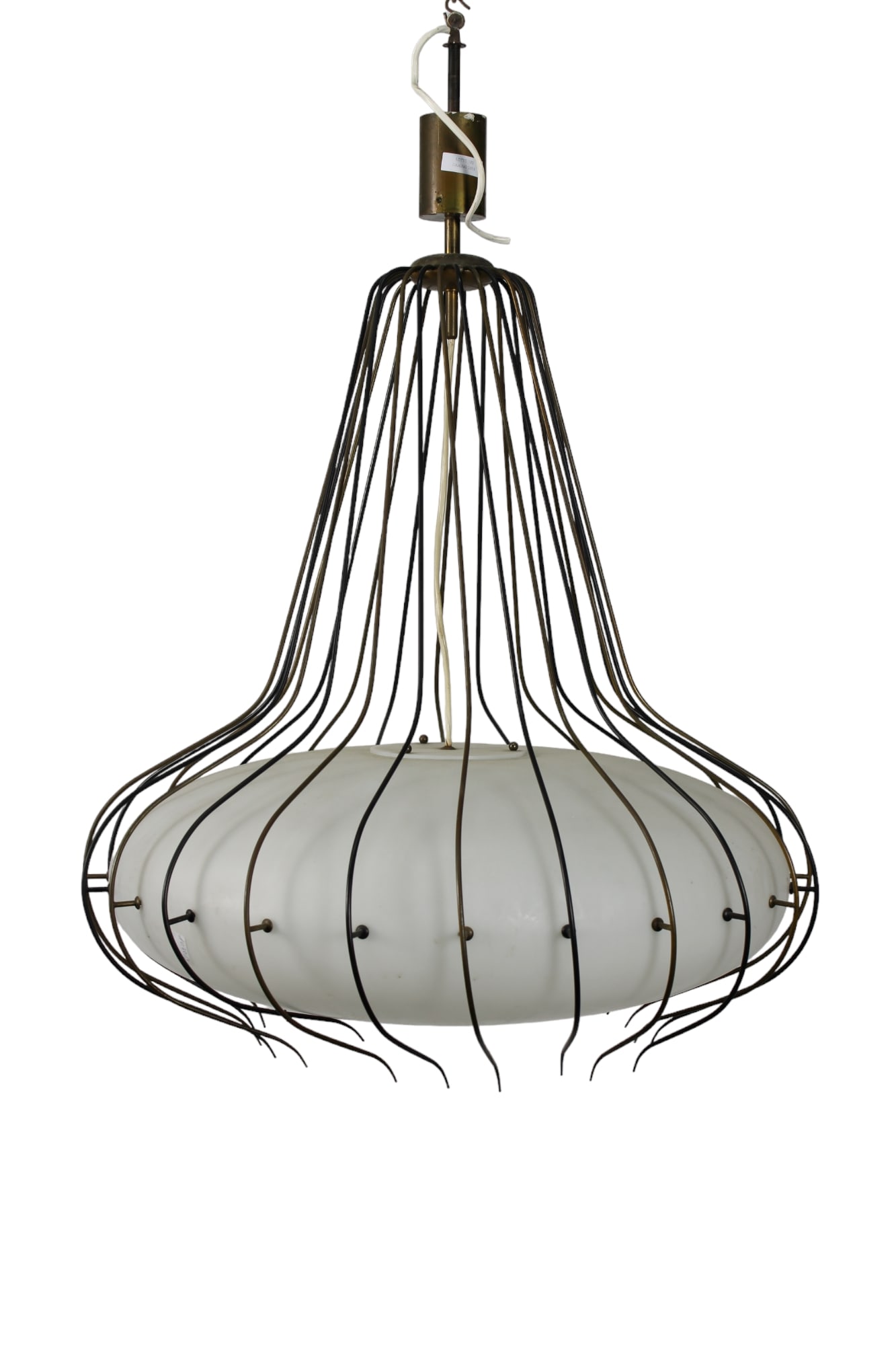 LAMPADA A SOSPENSIONE: produzione italiana Arredoluce design Angelo Lelli mod. 12699 Medusa periodo anni 60 h cm 85 x 63. PICCOLO DIFETTO ALLA BOCCIA