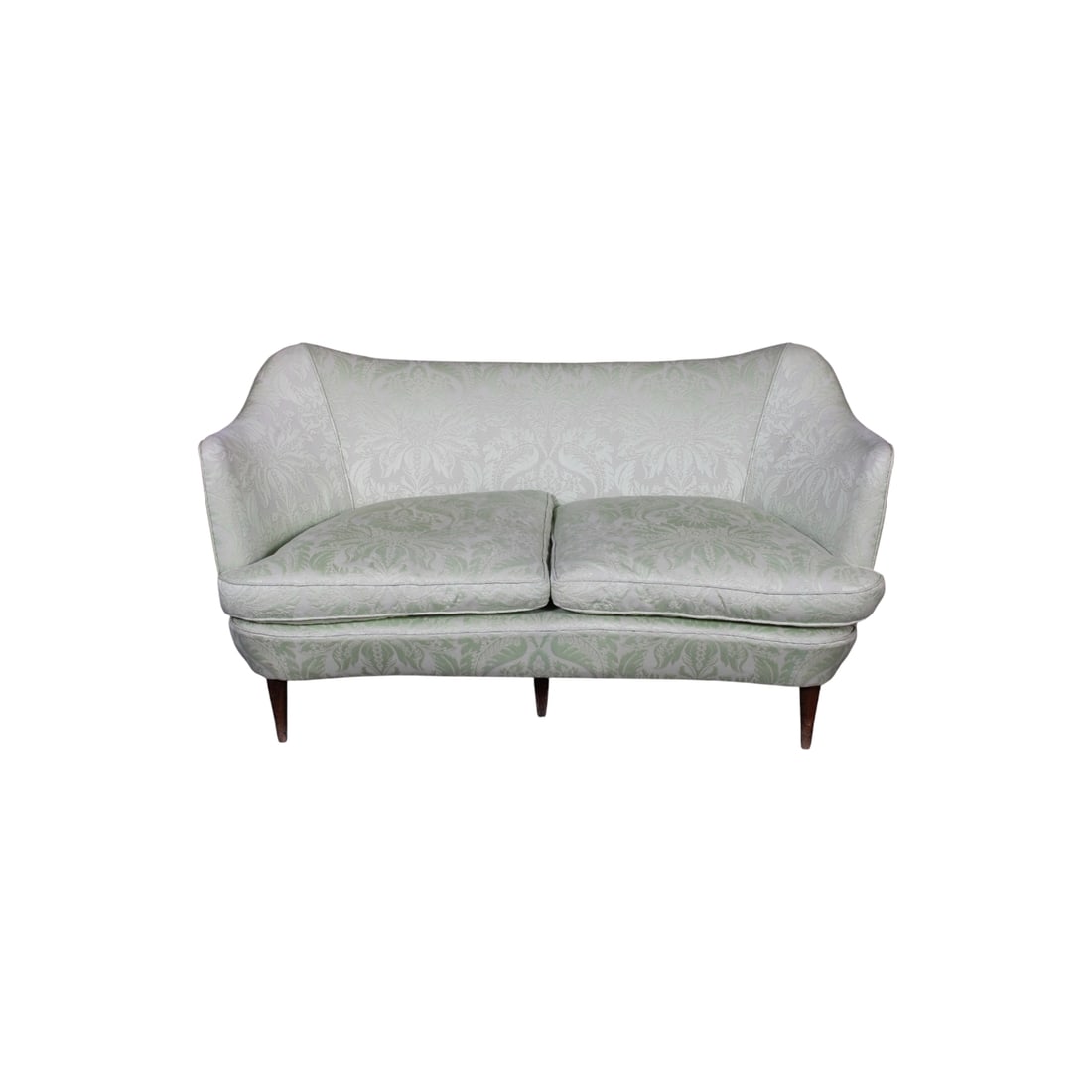 DIVANO 2 POSTI: in tessuto e piedi in legno produzione italiana Casa e Giardino anni 50 h cm 78 x 140 x 80