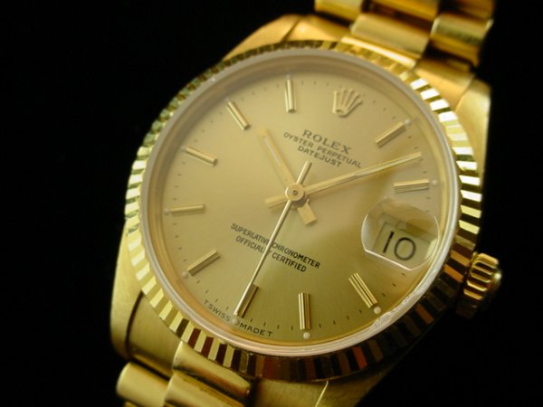 ROLEX Midsize Solid 18K Gold President Watch WOW: THIS IS A Solid 18K Rolex Band! Quickset! Sapphire! Circa: Contemporary