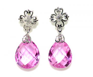 8 CT DIA AND LAB SAPP 10K TITANIC EARRINGS: THIS IS A 10 KT WHITE GOLD DIAMOND AND LAB SAPPHIRE EARRINGS WITH A TOTAL GEM WEIGHT OF 8 CT. Circa: Contemporary