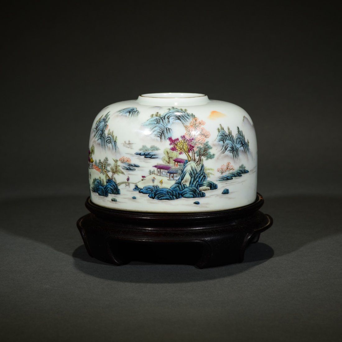 QING D., A FAMILLE ROSE LANDSCAPE FIGURAL WASHER (1 of 10)