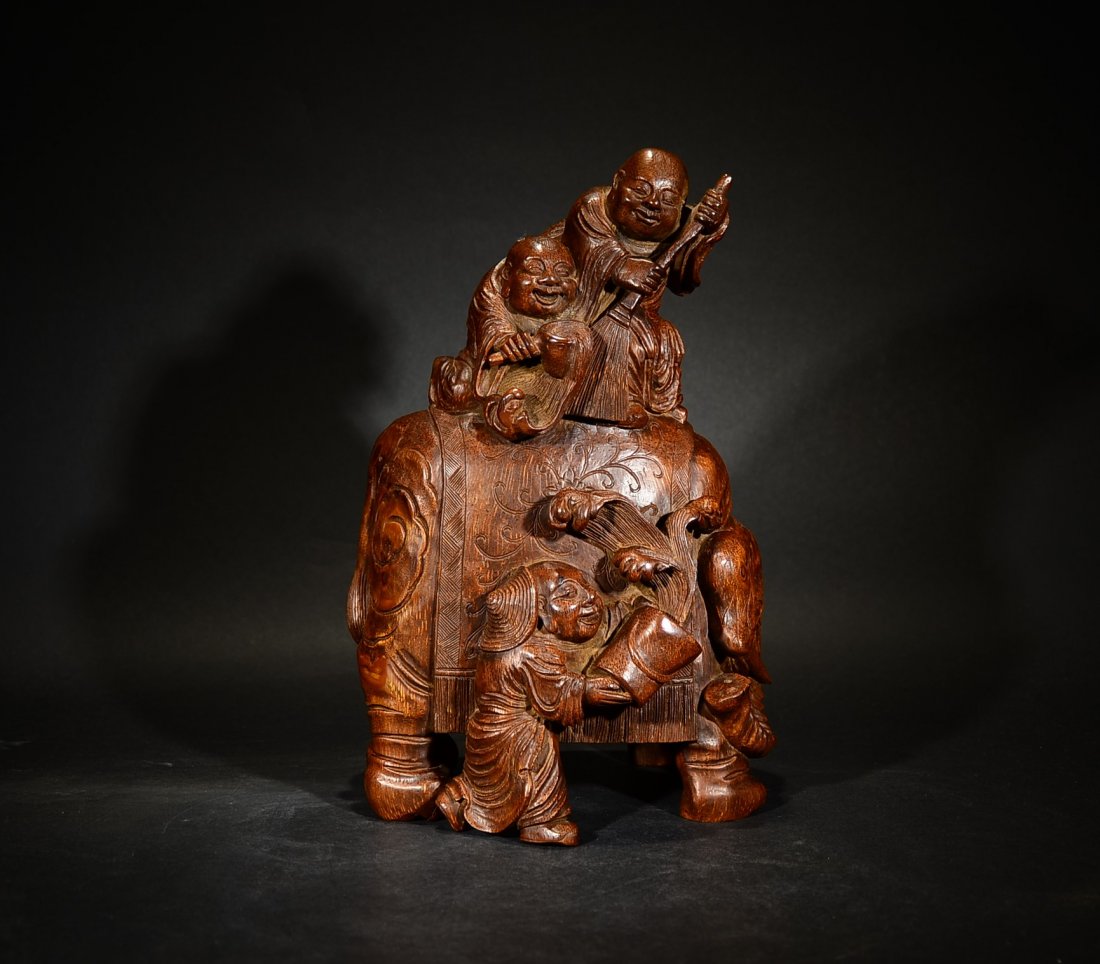 A CARVED BAMBOO LUOHAN ORNAMENT (1 of 8)
