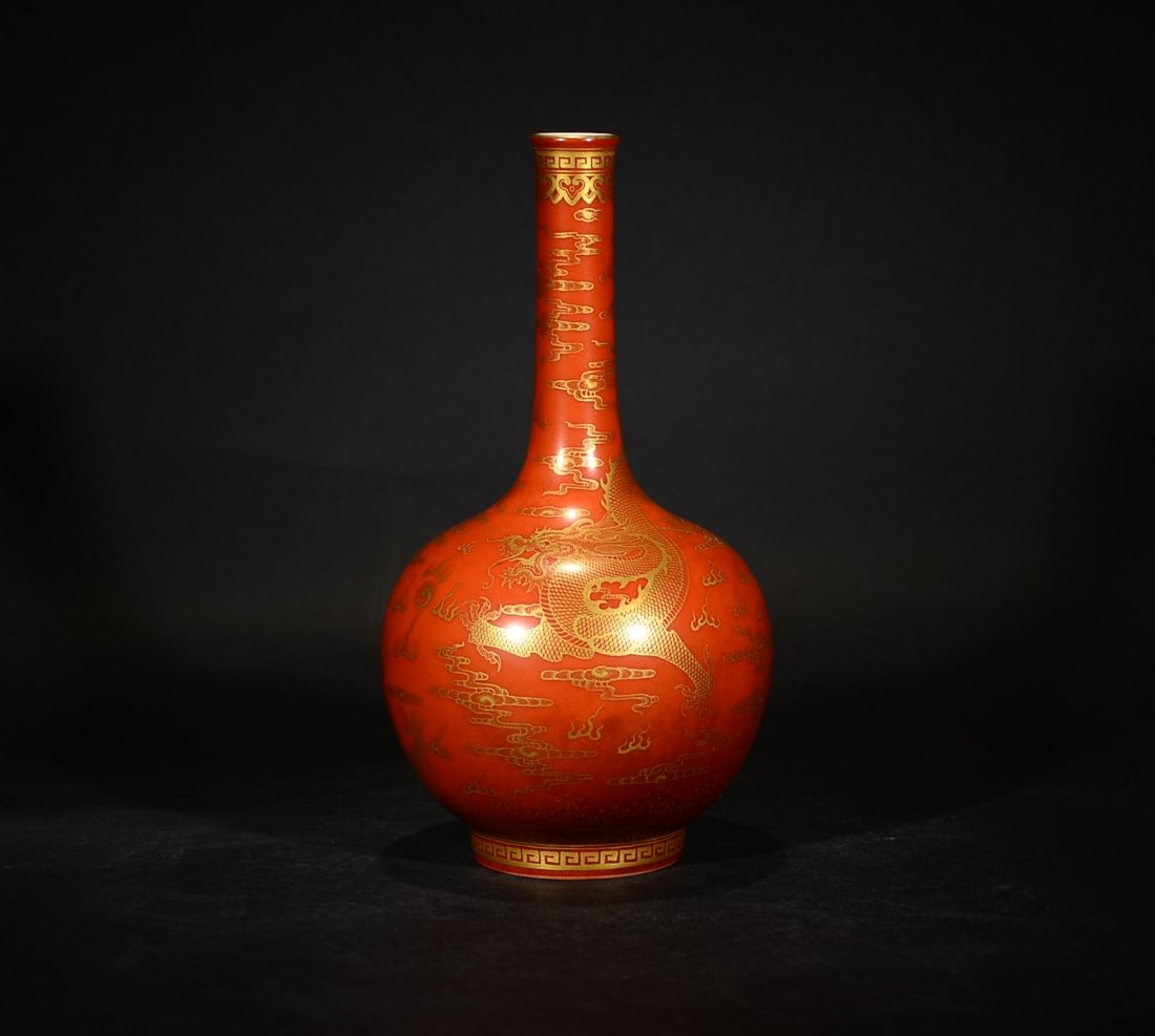 QIANLONG MARK, A COPPER-RED DRAGON VASE (1 of 7)