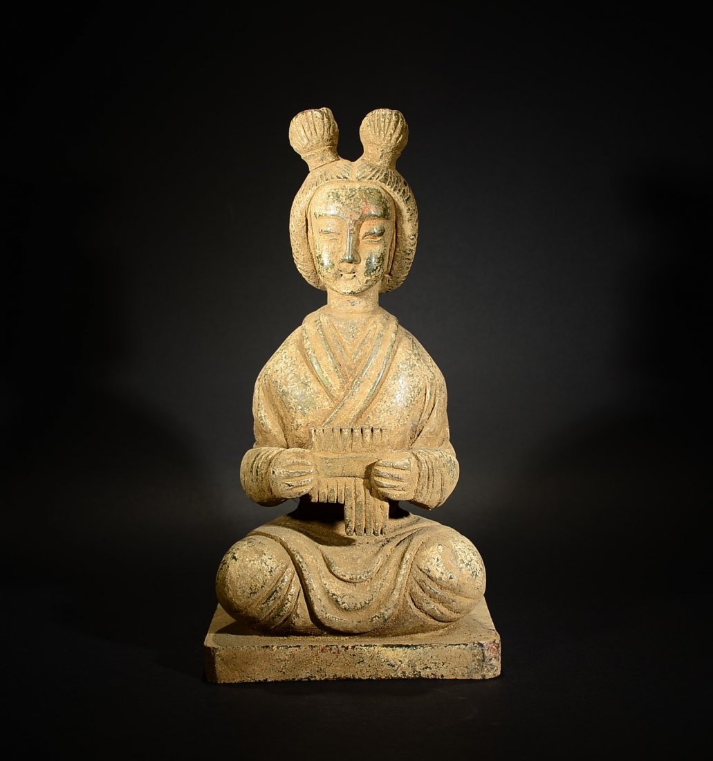 A CARVED STONE LADY FIGURE (1 of 9)