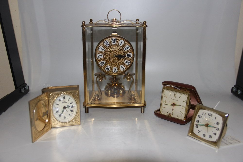 Group lot of 11 vintage clocks. 3 carriage clocks (1 of 8)