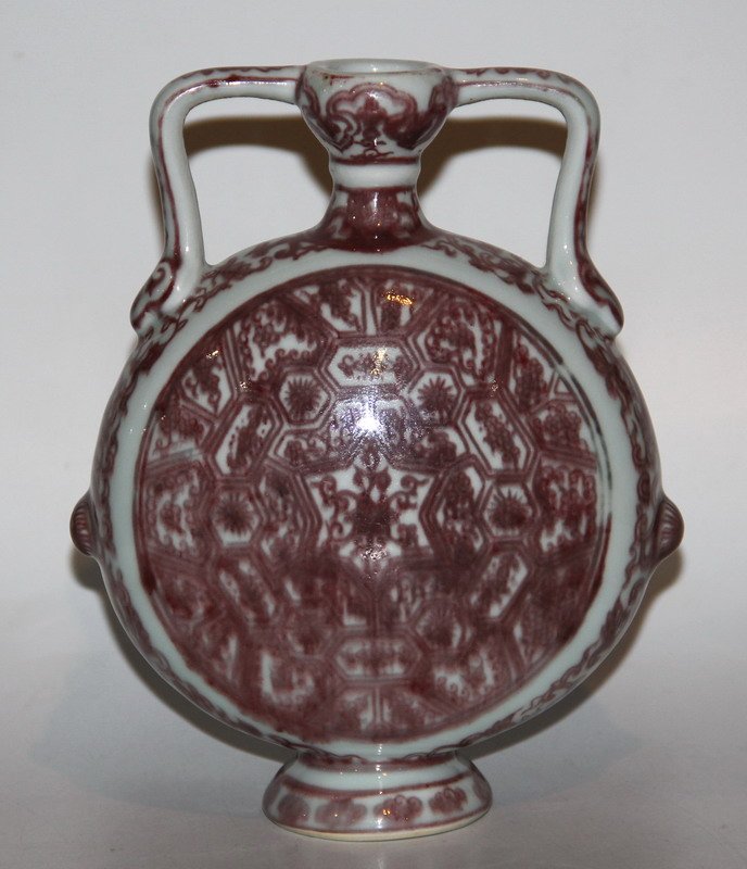 underglaze red Grass flower grain satisfied flat bottle (1 of 6)