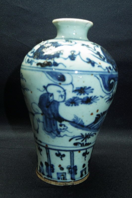 Blue and white Landscape plum bottle (1 of 5)