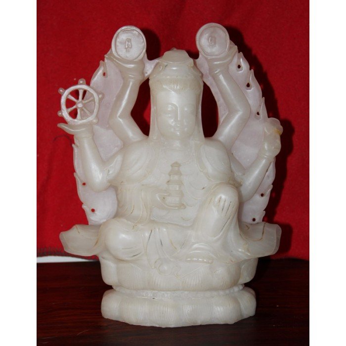 19th C. Whiet Jade Buddha Sculpture (1 of 4)