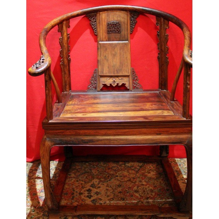 YELLOW FLOWER PEARWOOD OLD-FASHIONED WOODEN ARMCHAIR (1 of 4)