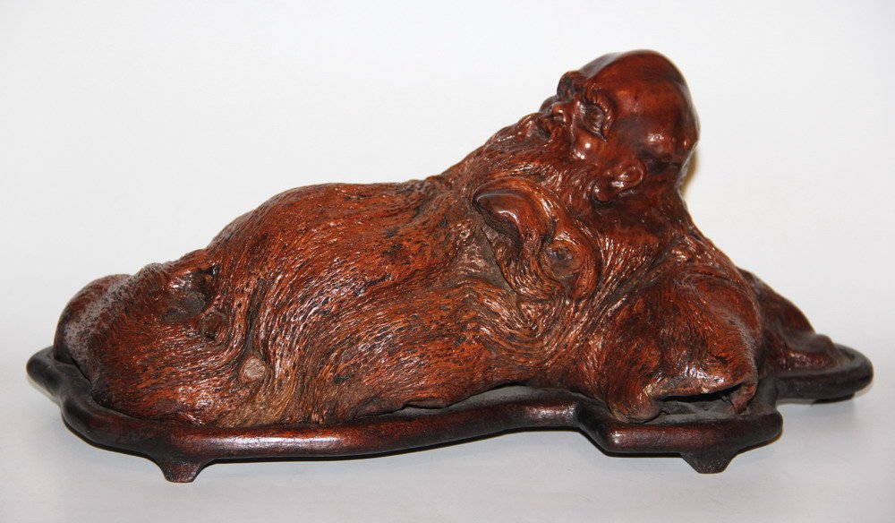 Qing The old man beard root carving (1 of 4)