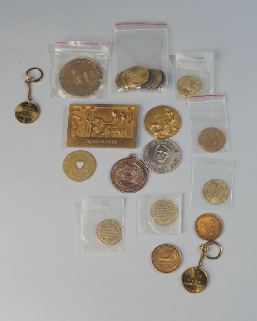 Lot of Medals & Tokens: Integrity Trust Co. Bronze 1929, Baker University, German Prince Adolf 1908, San Antonio School, USS North Carolina, etc.