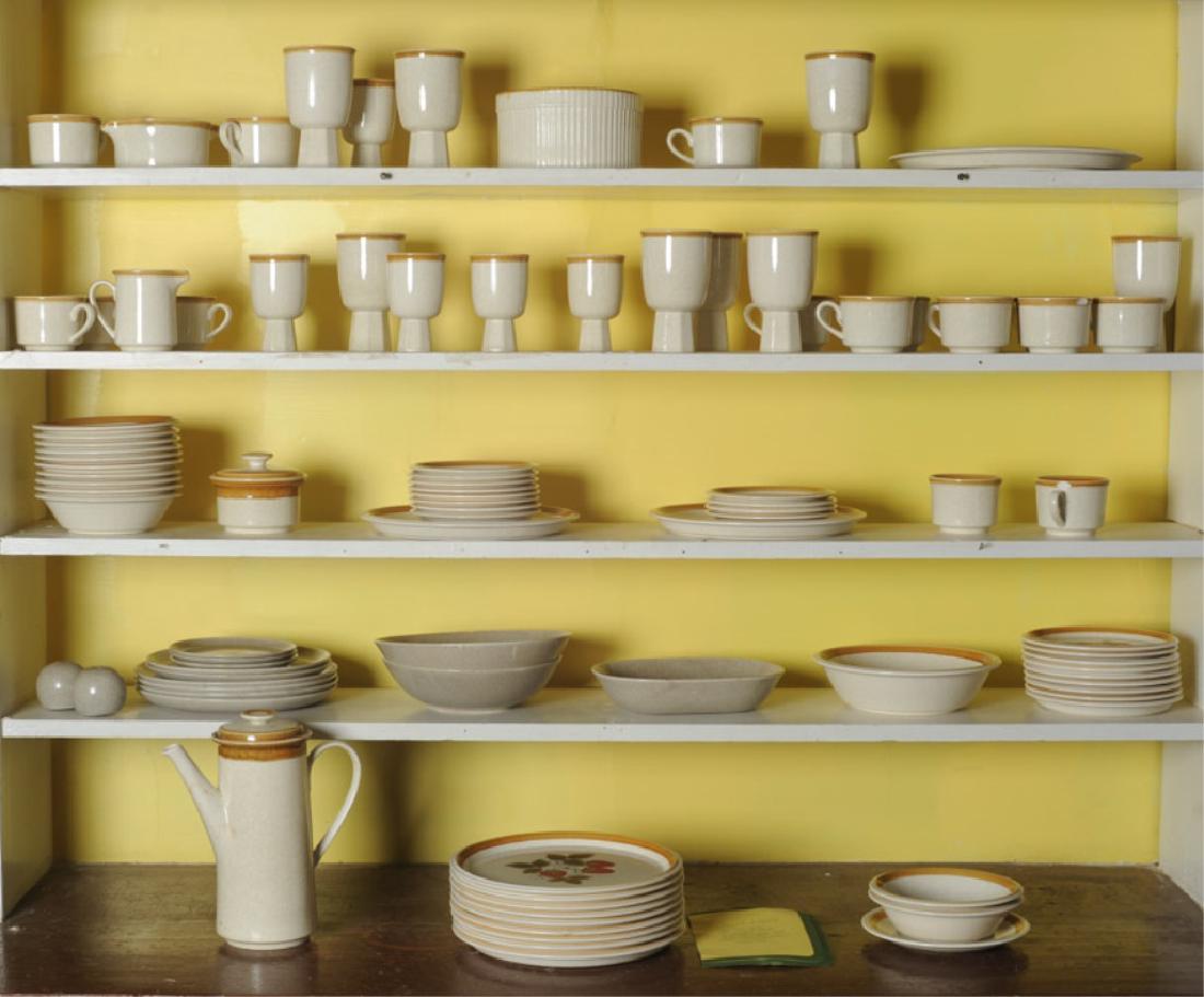 Large Lot of Stoneware / Earthenware Dinnerware: To include Mikasa and W.S. George. Tallest: approx. 11".