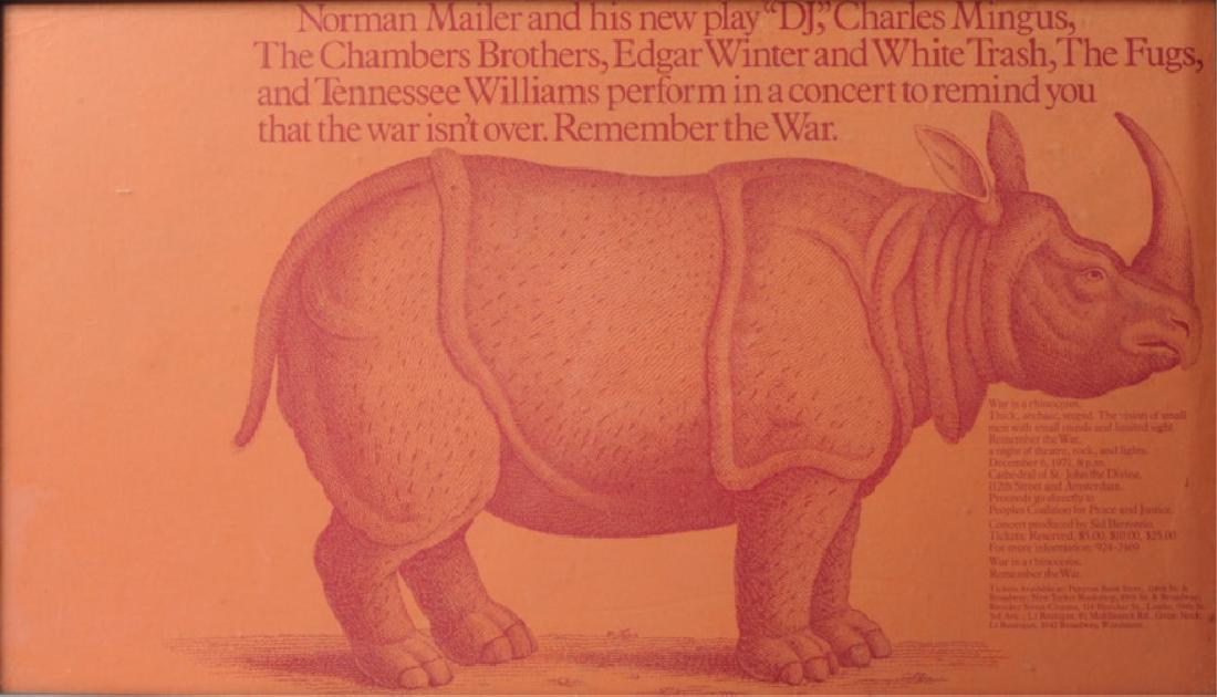 Rare Norman Mailer, Edgar Winter Antiwar Poster: Advertising Norman Mailer's new play "DJ" on December 6th 1971 at the Cathedral of Saint John the Divine, this important anti Vietnam war event included the play, a concert and readings, the concert w