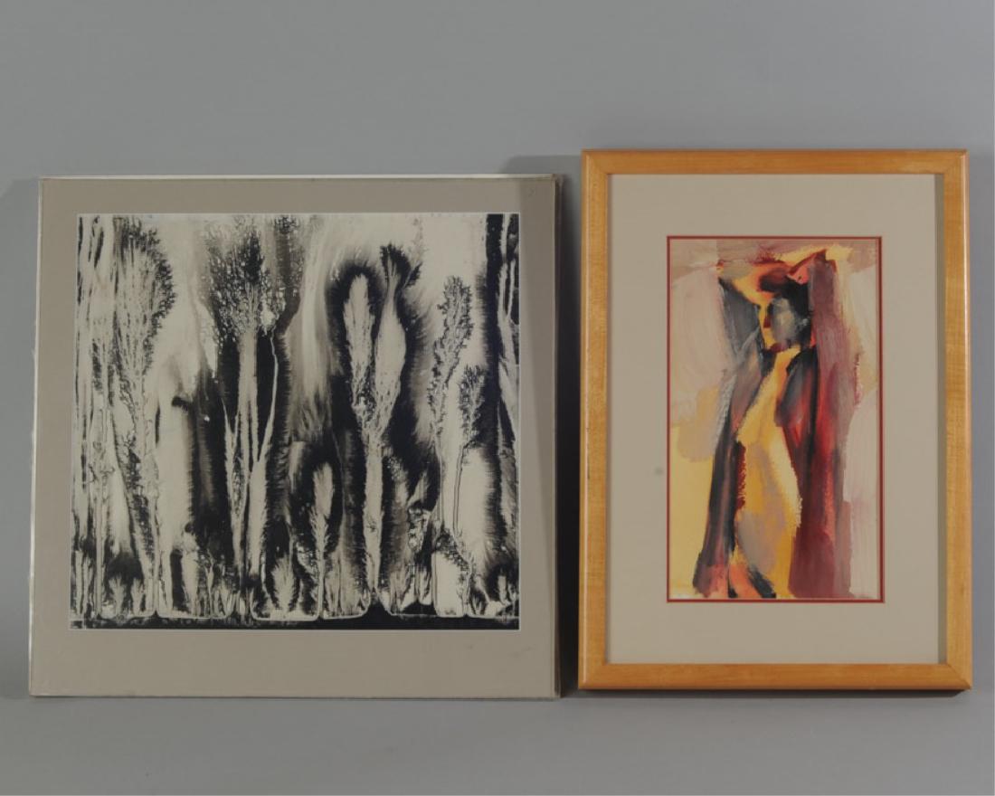 Two Pieces Abstract Art: One signed Reuter de Kovacs, the other, an impressionistic female is unsigned. Largest Image: approx. 12 1/2" x 13 1/2".