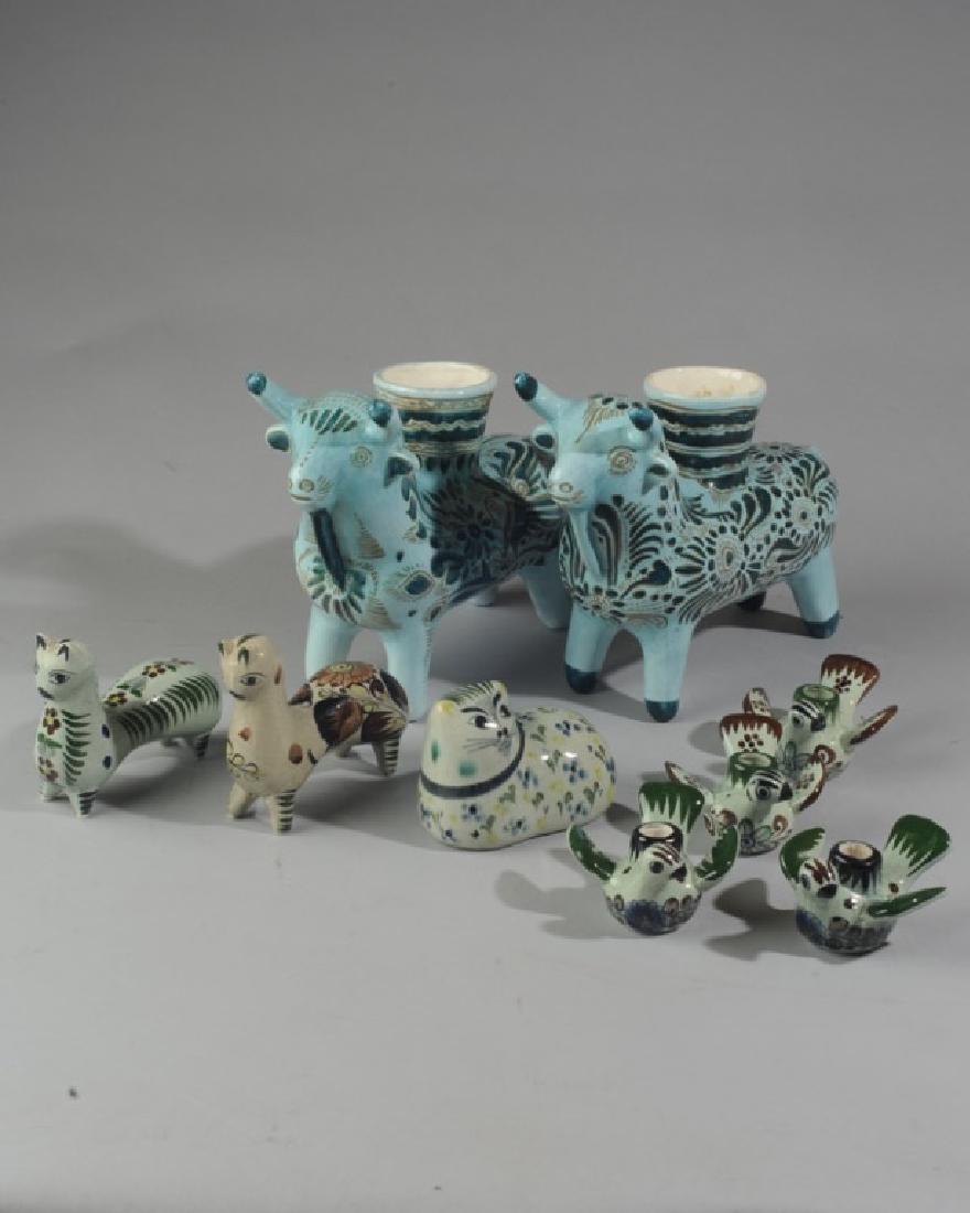Vintage Mexican Pottery Tissot and Tonala: Animal and bird figures, some marked "Taxco". Tallest: approx. 9". Provenance: From a prominent Central Virginia manor house.