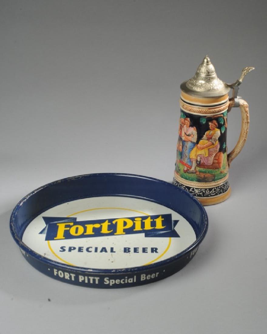 German Beer Stein & Fort Pitt Beer Tray (1 of 2)