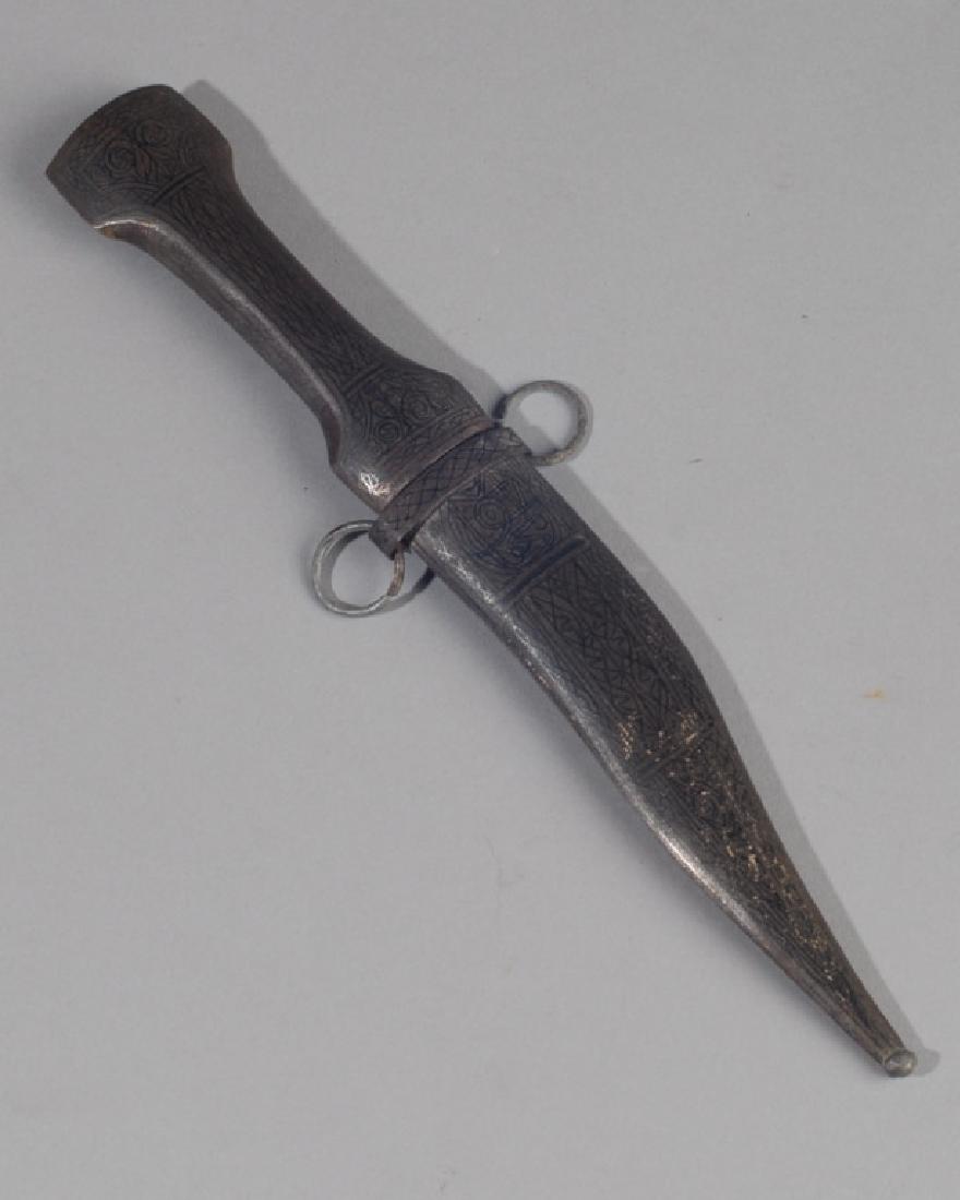 Vintage African Niello Handled Dagger: In Niello sheath, minor scuffs. Provenance: From a private Central Virginia collection belonging to the descendants of British Brigadier General Sir William Thomas Francis Horwood. L: approx. 10 1/4".