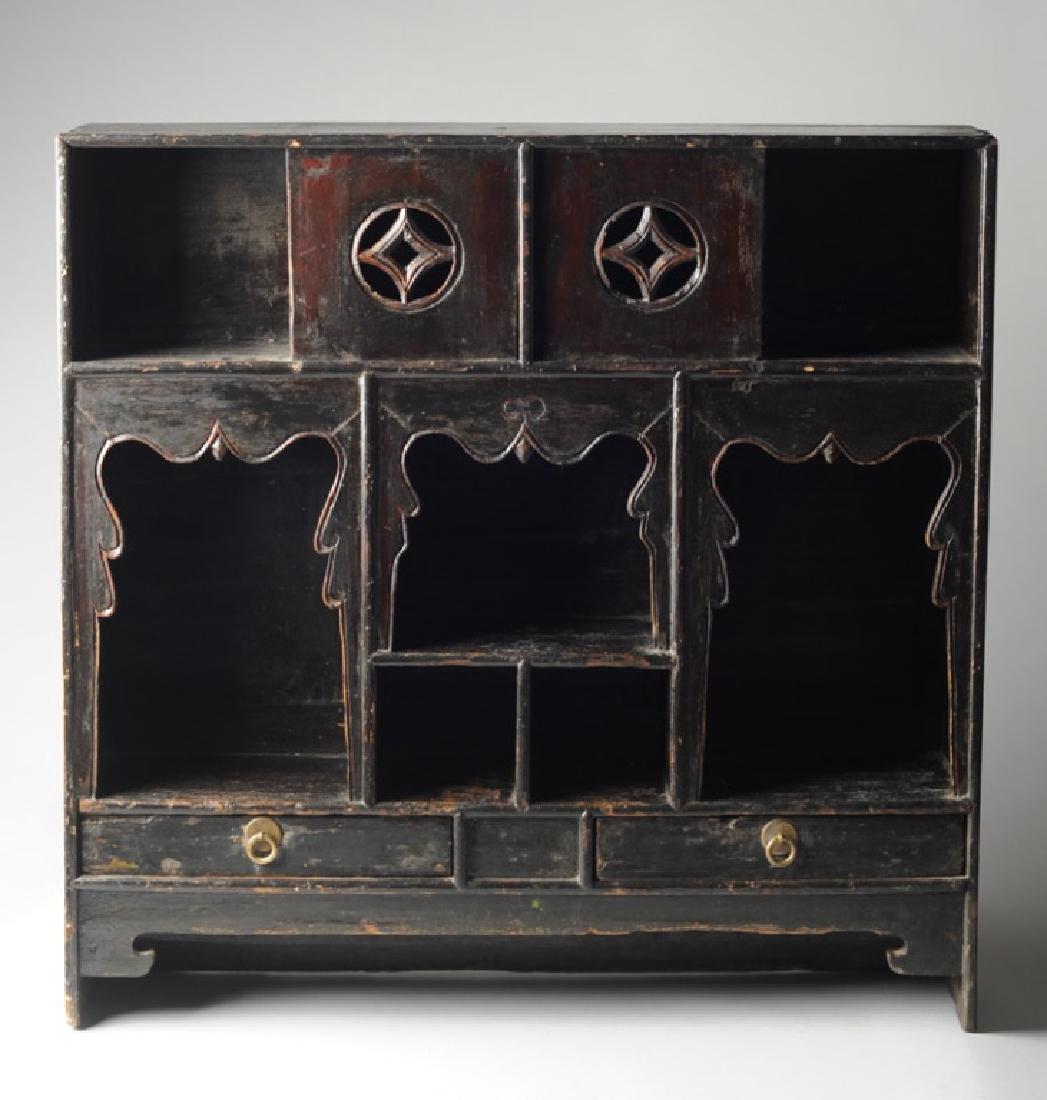 Antique Chinese Elmwood Lacquer Shrine Shelf (1 of 4)