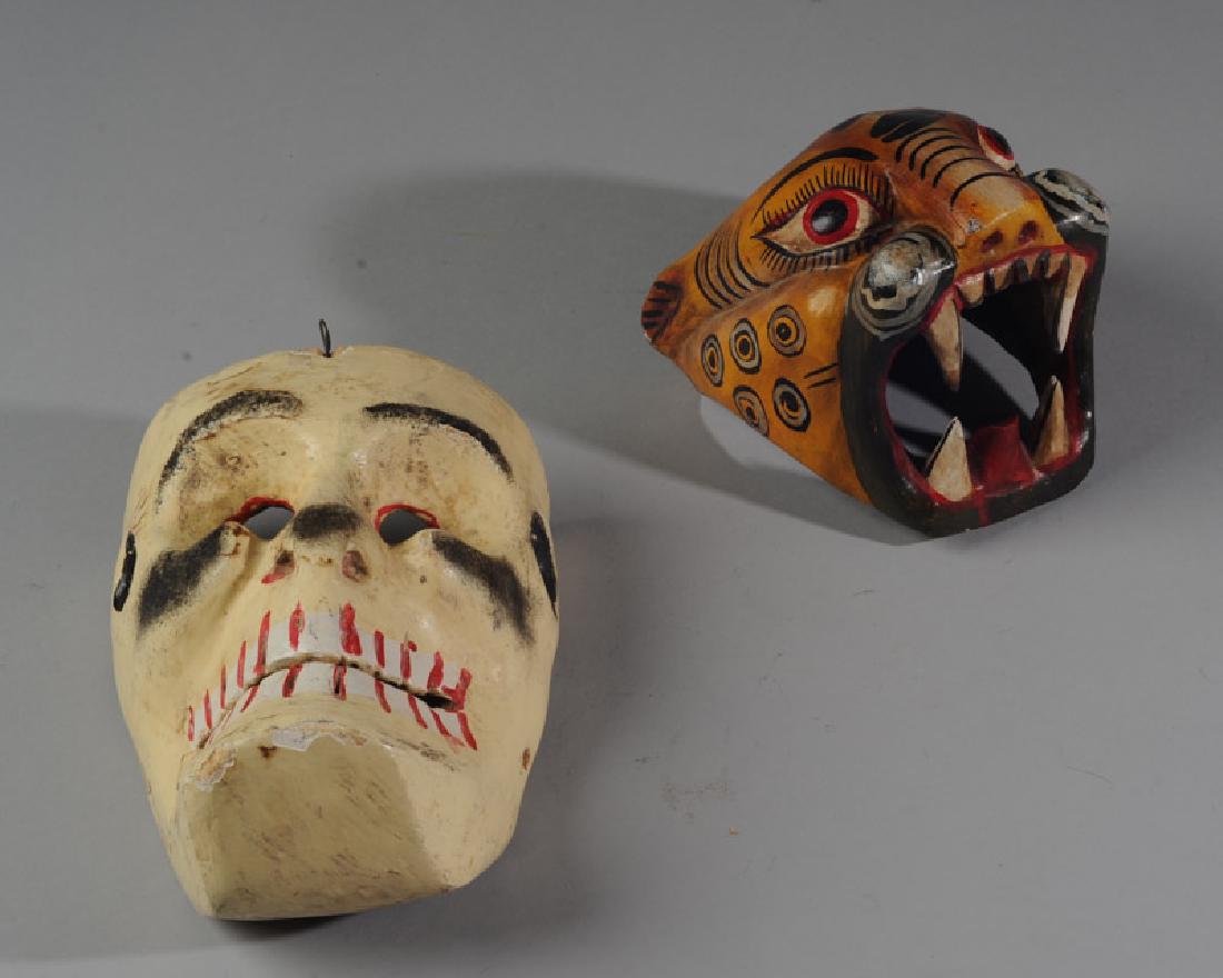Two Vintage Mexican Masks, Jaguar & Skull (1 of 3)