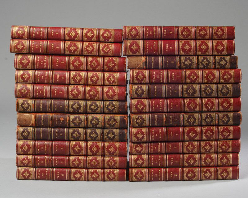 22 19th C. French Partial Leather Bound Books (1 of 4)