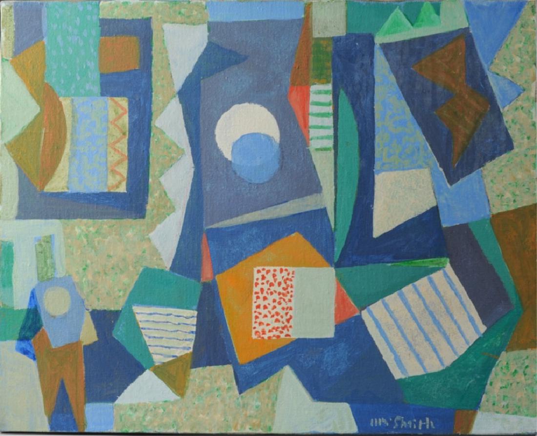 Charles William Smith (1893-1987) Oil on Canvas: Abstract oil on canvas, signed lower right. Framed by the artist. Provenance: From a private collection belonging to a long-time friend of Charles Smith. Canvas: approx. 16" x 20". Frame: approx. 20 1