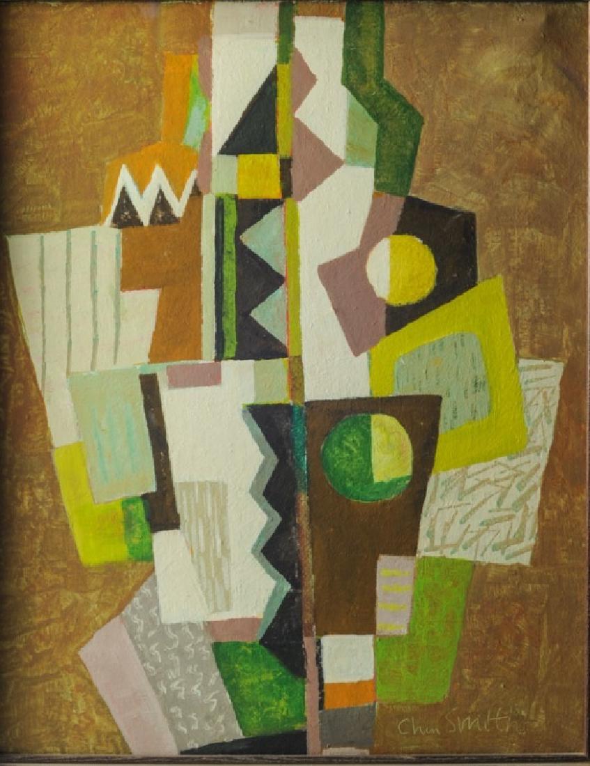 Charles William Smith (1893-1987) Oil on Canvas: Abstract oil on canvas, signed lower right. Framed by the artist. Provenance: From a private collection belonging to a long-time friend of Charles Smith. Canvas: approx. 16" x 20". Frame: approx. 17 1