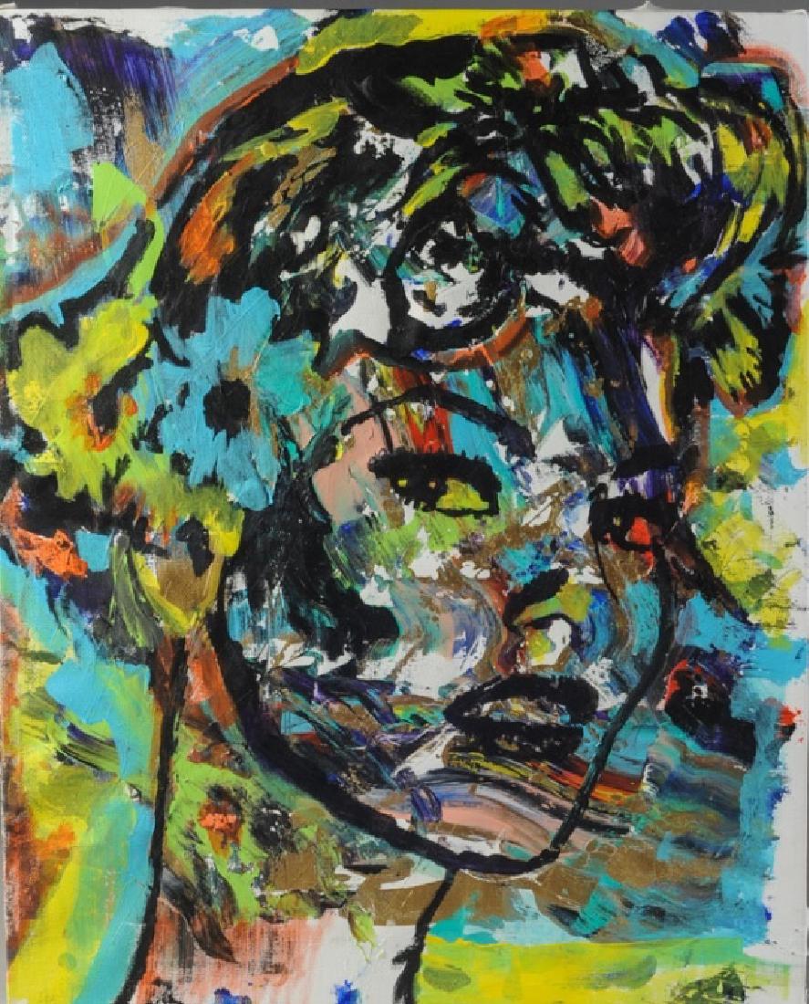 Jack Graves III - "Linda Evangelista Icon": Homage to Roy Lichtenstein. An original signed acrylic on canvas painting by American artist Jack Graves (1988-) titled "Linda Evangelista Icon" (Homage to Roy Lichtenstein), 2016. Hand signed, titled