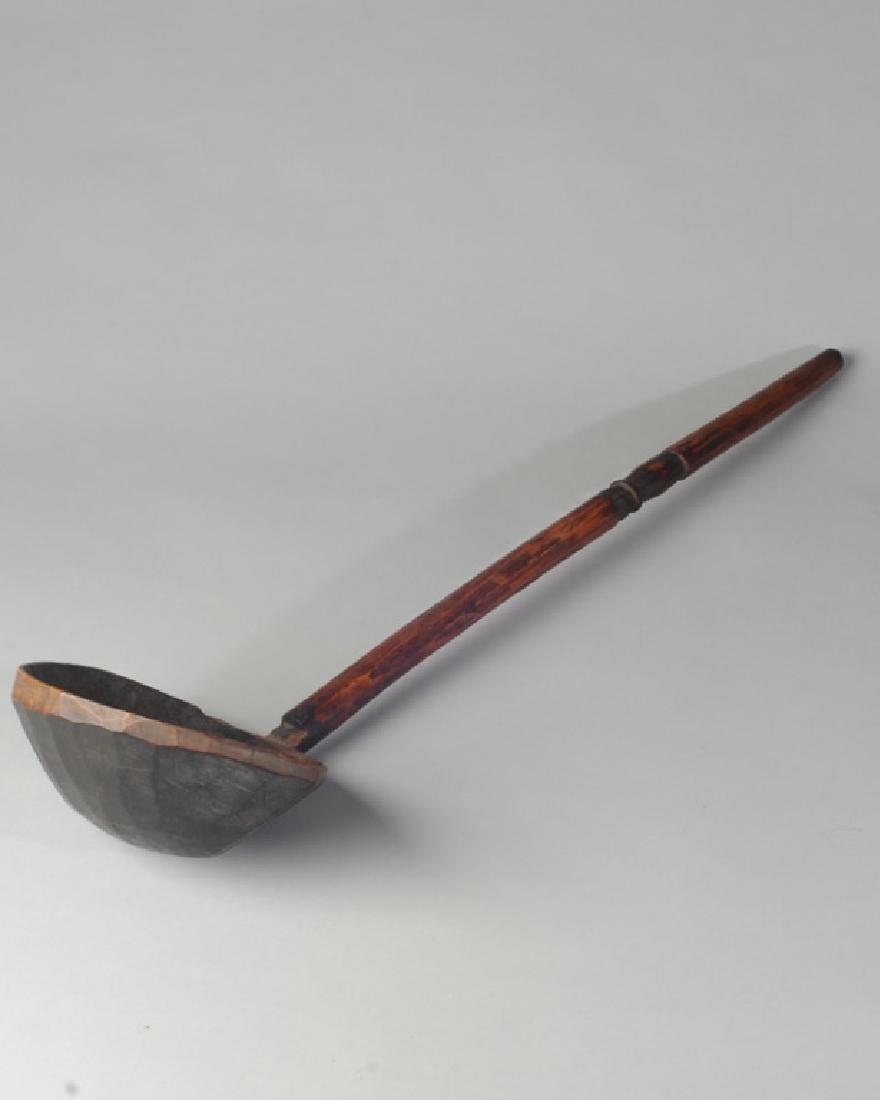 Large Primitive Wooden Hand Carved Ladle