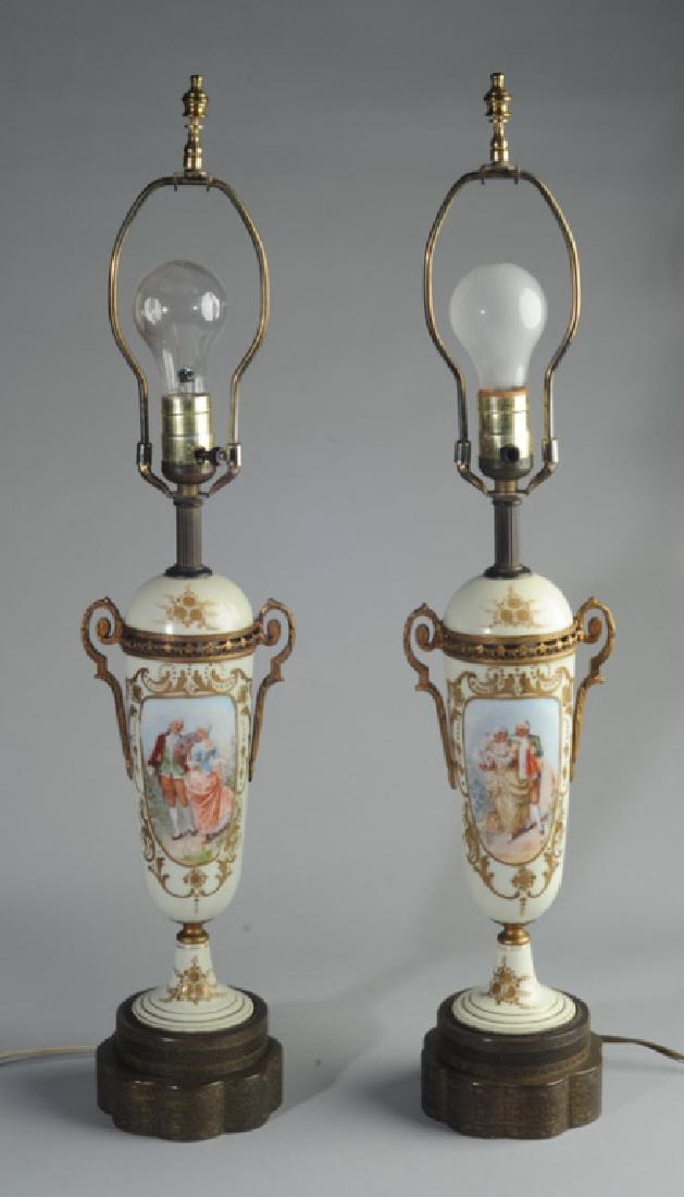 Pair of Sevres Style Porcelain Lamps (1 of 4)