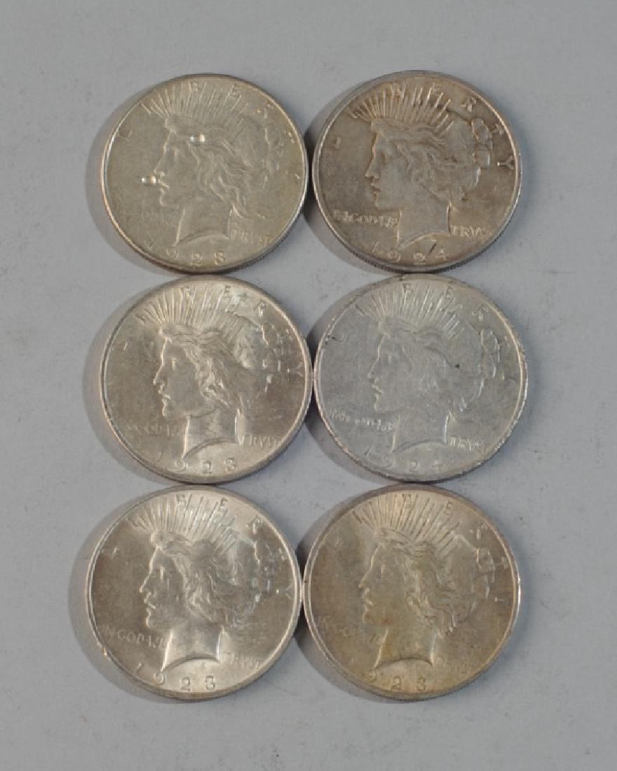 6 Peace Silver Dollars (1 of 2)