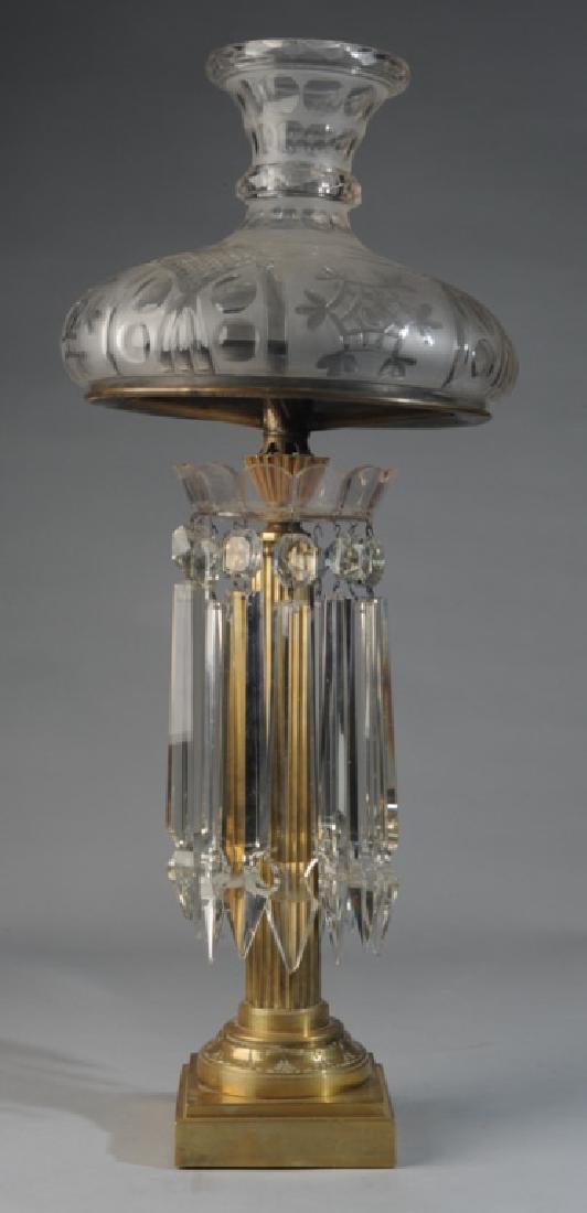 Early Glass and Brass Banquet Lamp (1 of 8)